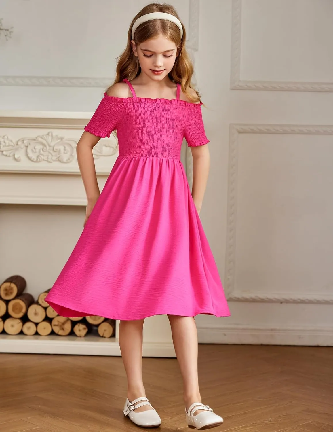 Arshiner Girls Casual Summer Floral Sleeveless Sundress Holiday Cami Dress