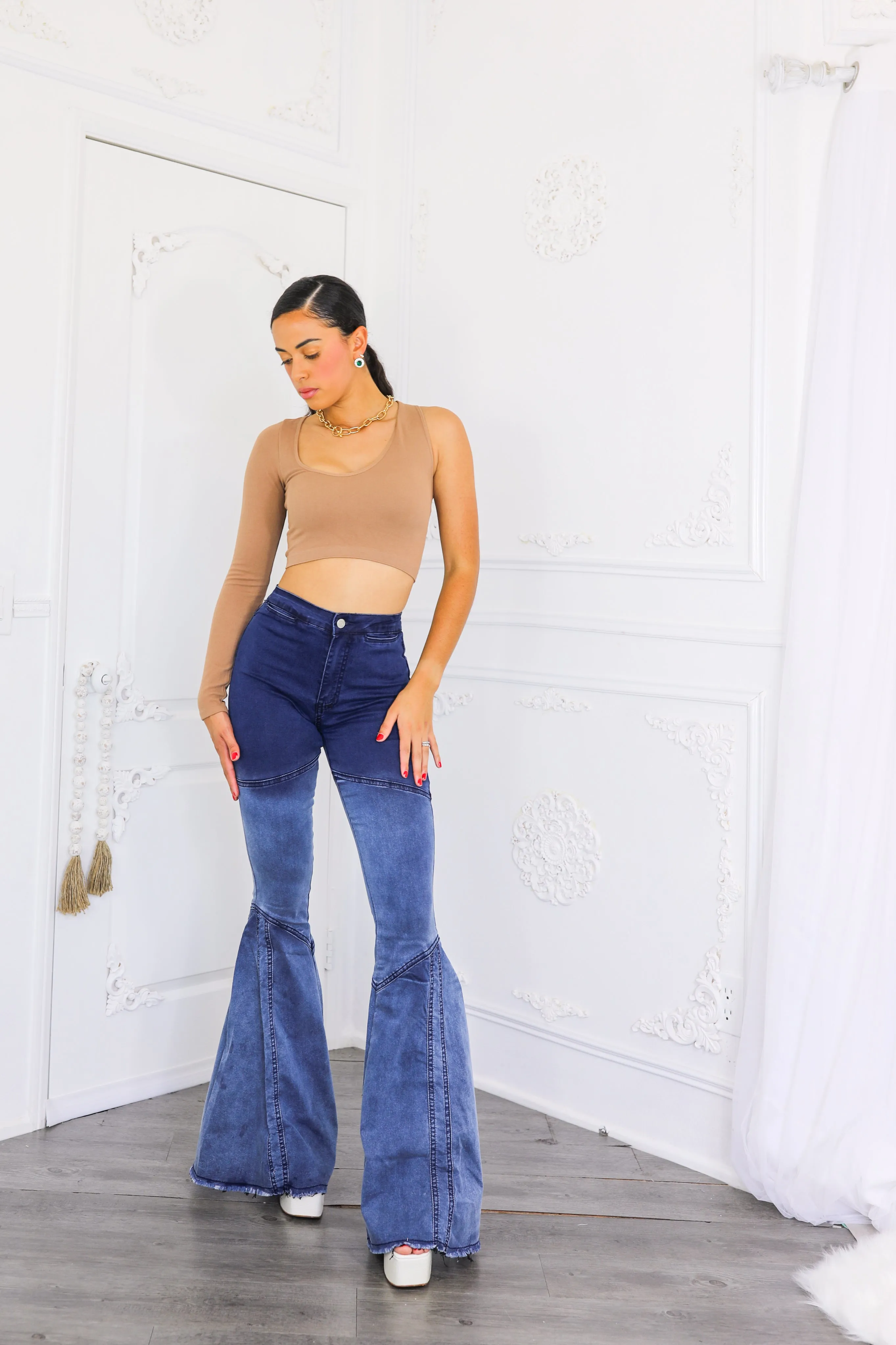 Asymmetrical Neck One Sleeve Crop Top