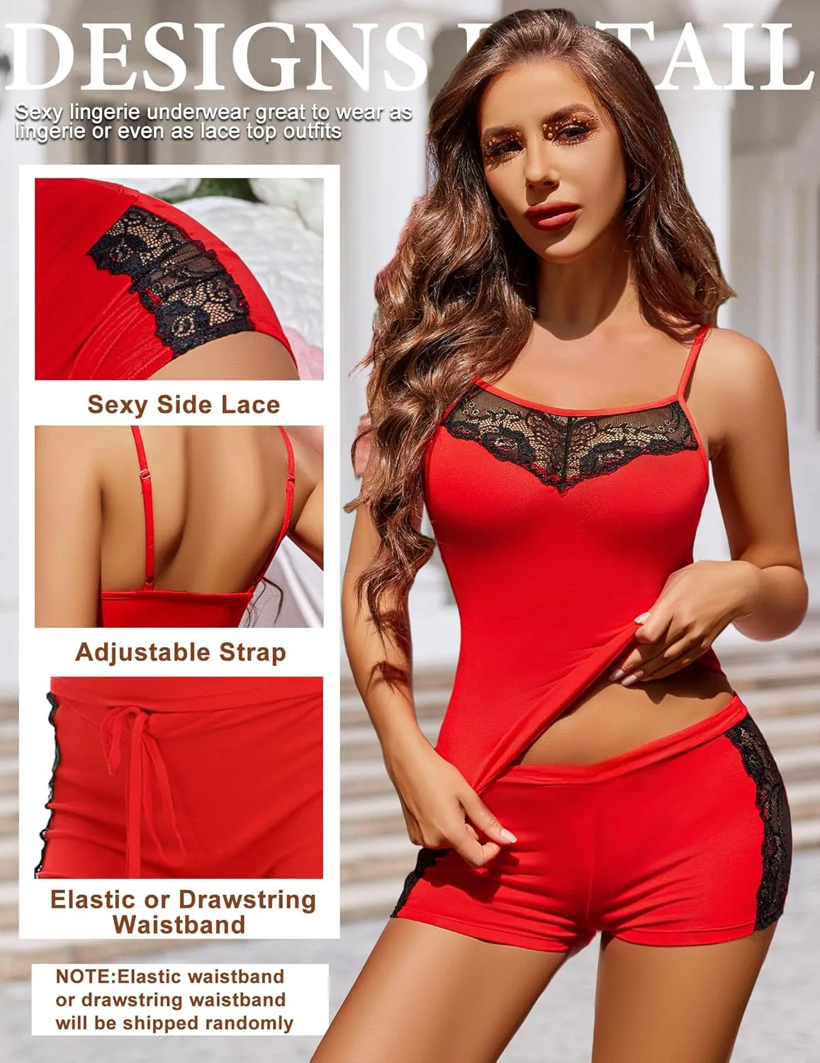 Avidlove Women Sleepwear Lace Pajamas Set Shorts Nightwear Camisole Short Sets