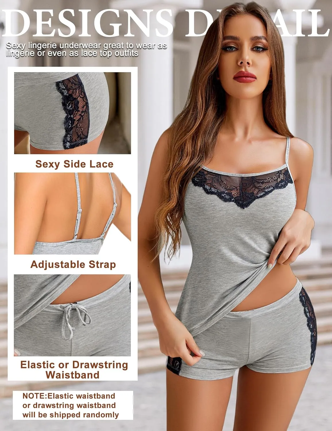 Avidlove Women Sleepwear Lace Pajamas Set Shorts Nightwear Camisole Short Sets