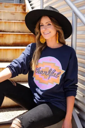 Aztec Thankful Graphic Long-Sleeve Tee