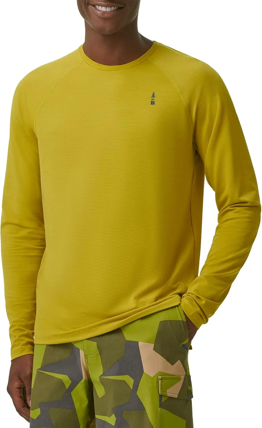 BASS OUTDOOR Men's Long-Sleeve T-Shirt  Easy-Care Performance Crew Neck