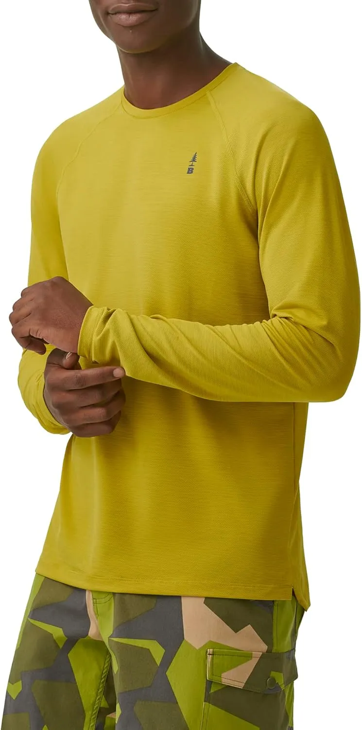 BASS OUTDOOR Men's Long-Sleeve T-Shirt  Easy-Care Performance Crew Neck