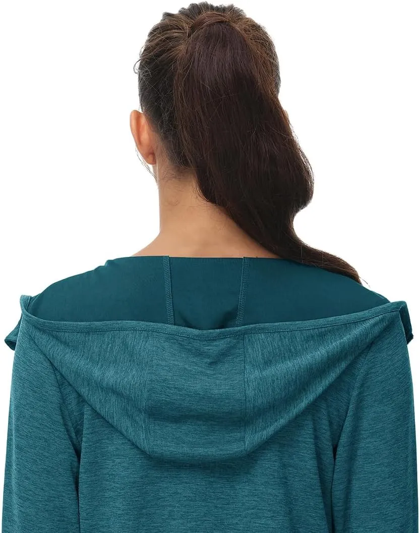 BASUDAM Women's Hiking Shirts Lightweight UPF 50  Sun Protection Open Zippered Outdoor Hoodie Jackets