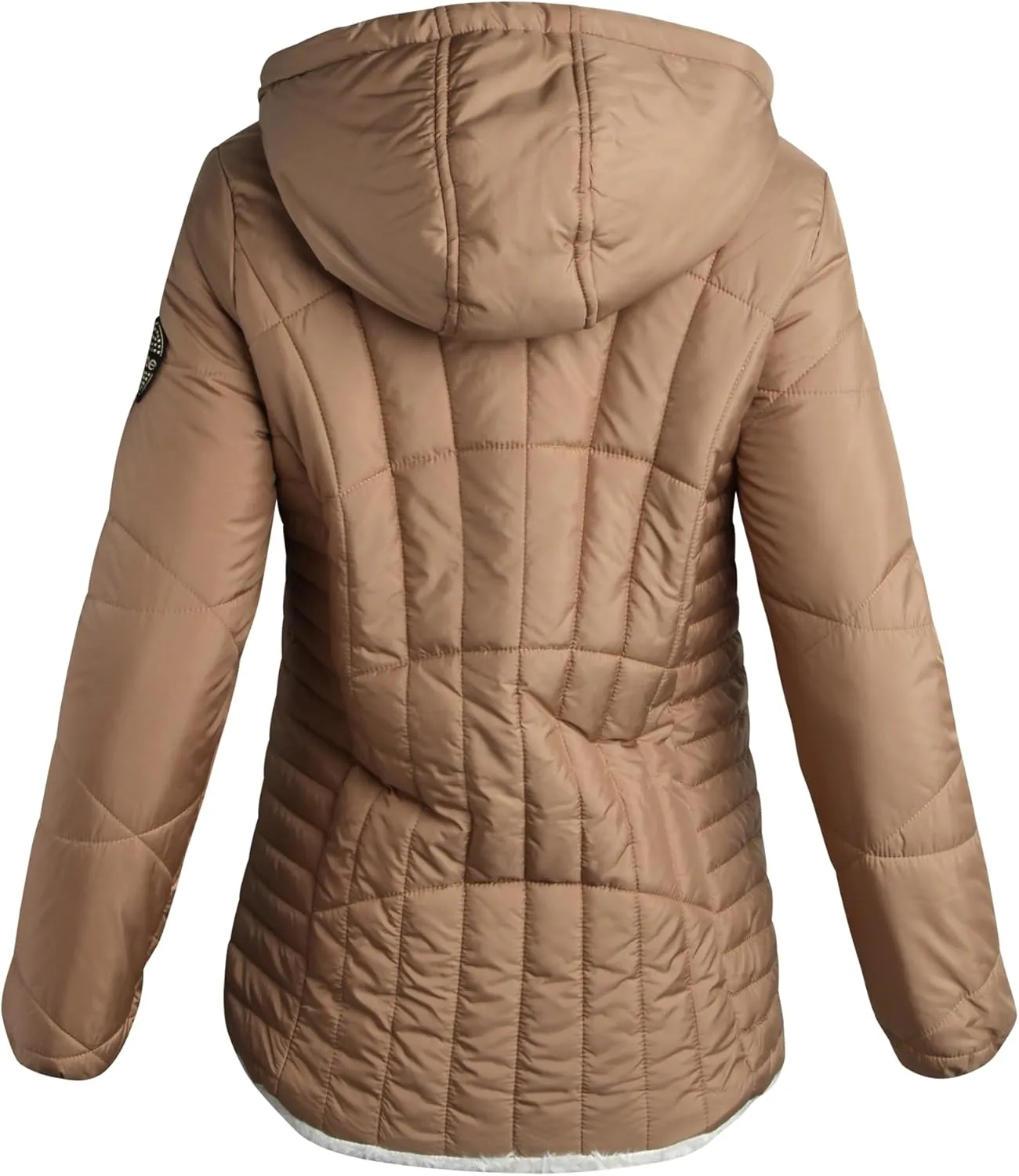 bebe Women's Puffer Jacket - Cozy Full Zip Up Hooded Reversible Puffer Jacket for Women - Casual Quilted Winter Jackets S-XL