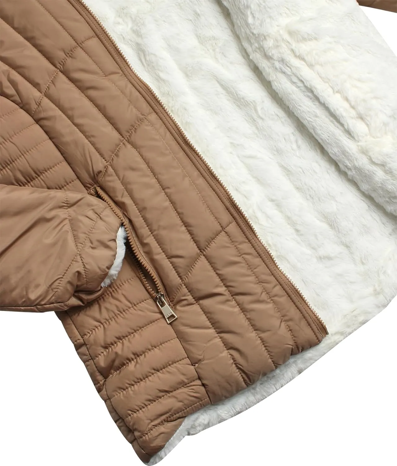 bebe Women's Puffer Jacket - Cozy Full Zip Up Hooded Reversible Puffer Jacket for Women - Casual Quilted Winter Jackets S-XL