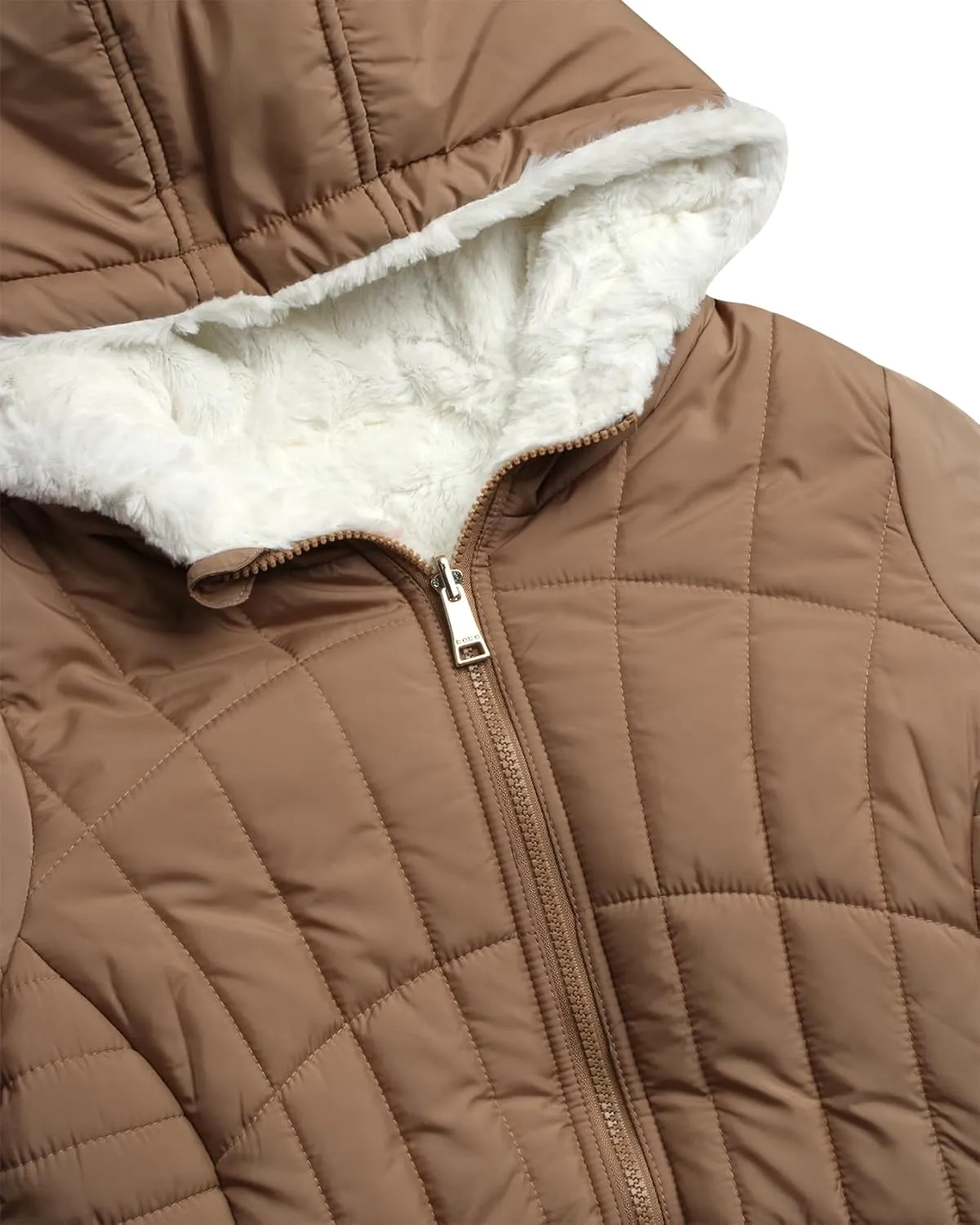 bebe Women's Puffer Jacket - Cozy Full Zip Up Hooded Reversible Puffer Jacket for Women - Casual Quilted Winter Jackets S-XL