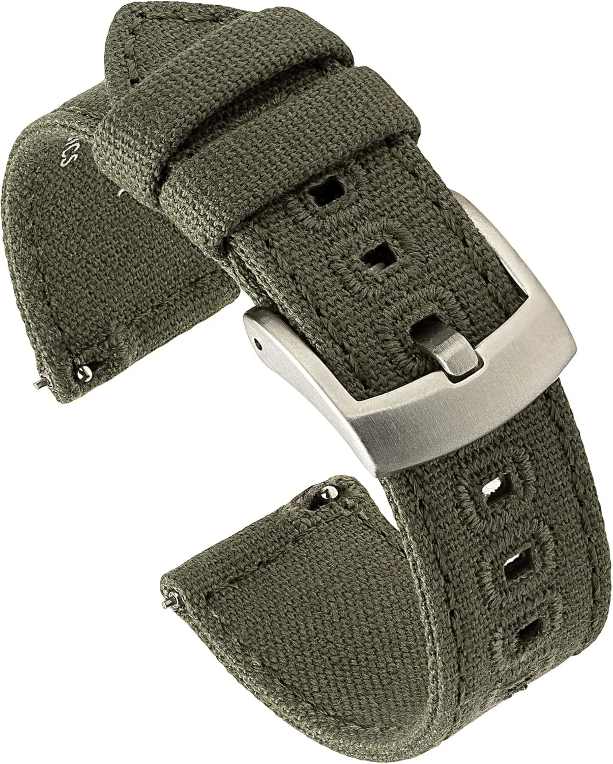 Benchmark Canvas Watch Band - Quick Release Cotton Fabric Watch Straps for Men & Women (18mm, Army Green)