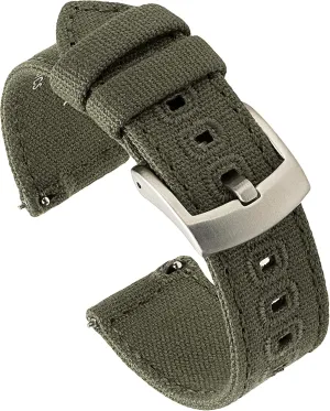 Benchmark Canvas Watch Band - Quick Release Cotton Fabric Watch Straps for Men & Women (18mm, Army Green)
