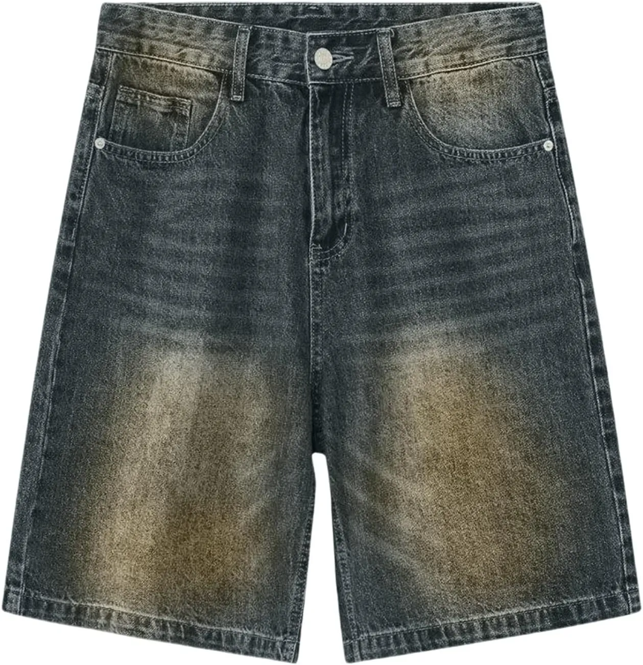 Bermuda Jean Shorts for Women A Line High Waisted Trendy Wide Leg Denim Shorts Knee Length Loose Fit Mid Thigh Pants