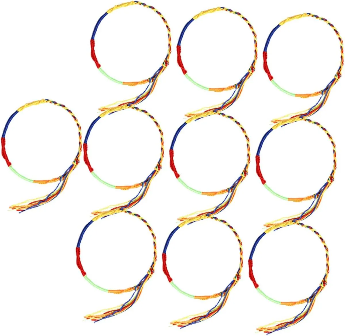 BESPORTBLE Comfortable and Safe Material 10pcs Handmade Woven String Bracelet for Couples Fashion