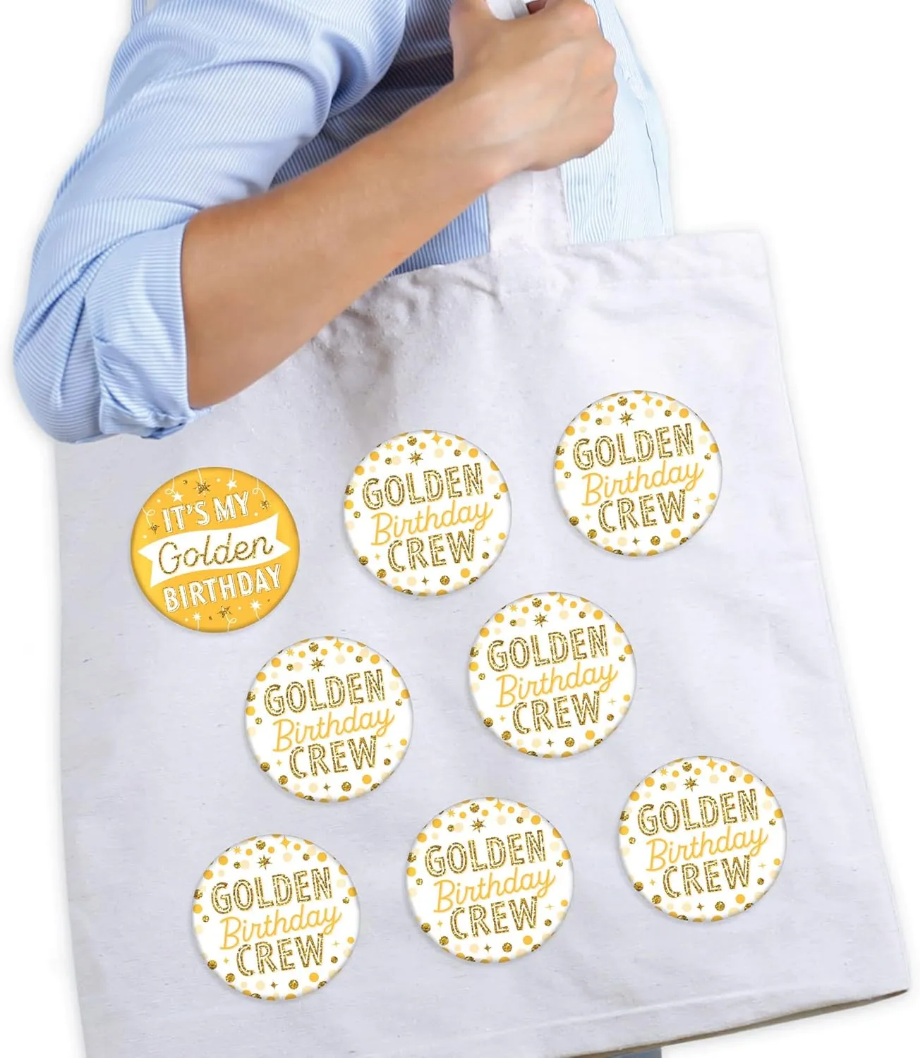 Big Dot of Happiness Happy Birthday - 3 inch Birthday Party Badge - Pinback Buttons - Set of 8