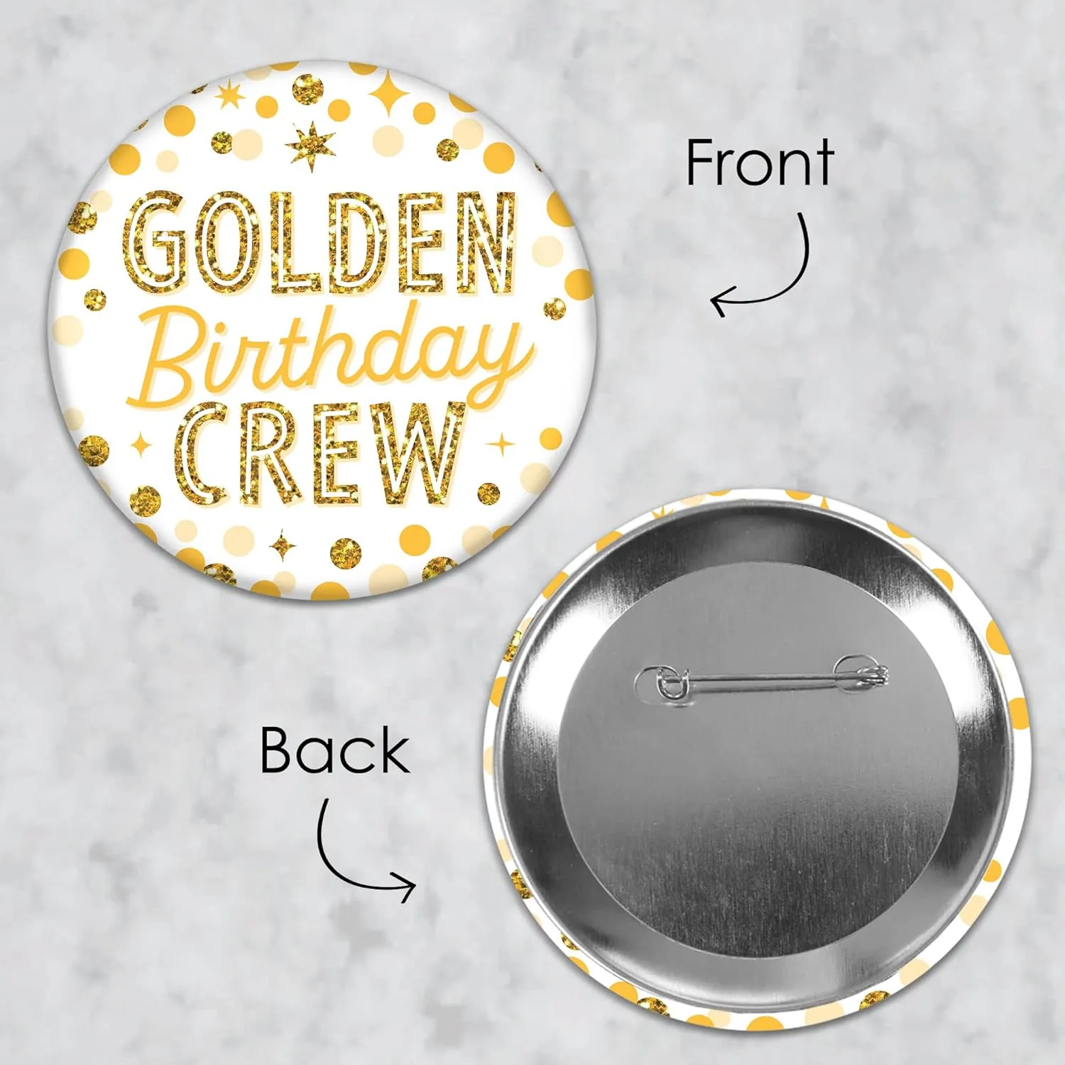 Big Dot of Happiness Happy Birthday - 3 inch Birthday Party Badge - Pinback Buttons - Set of 8