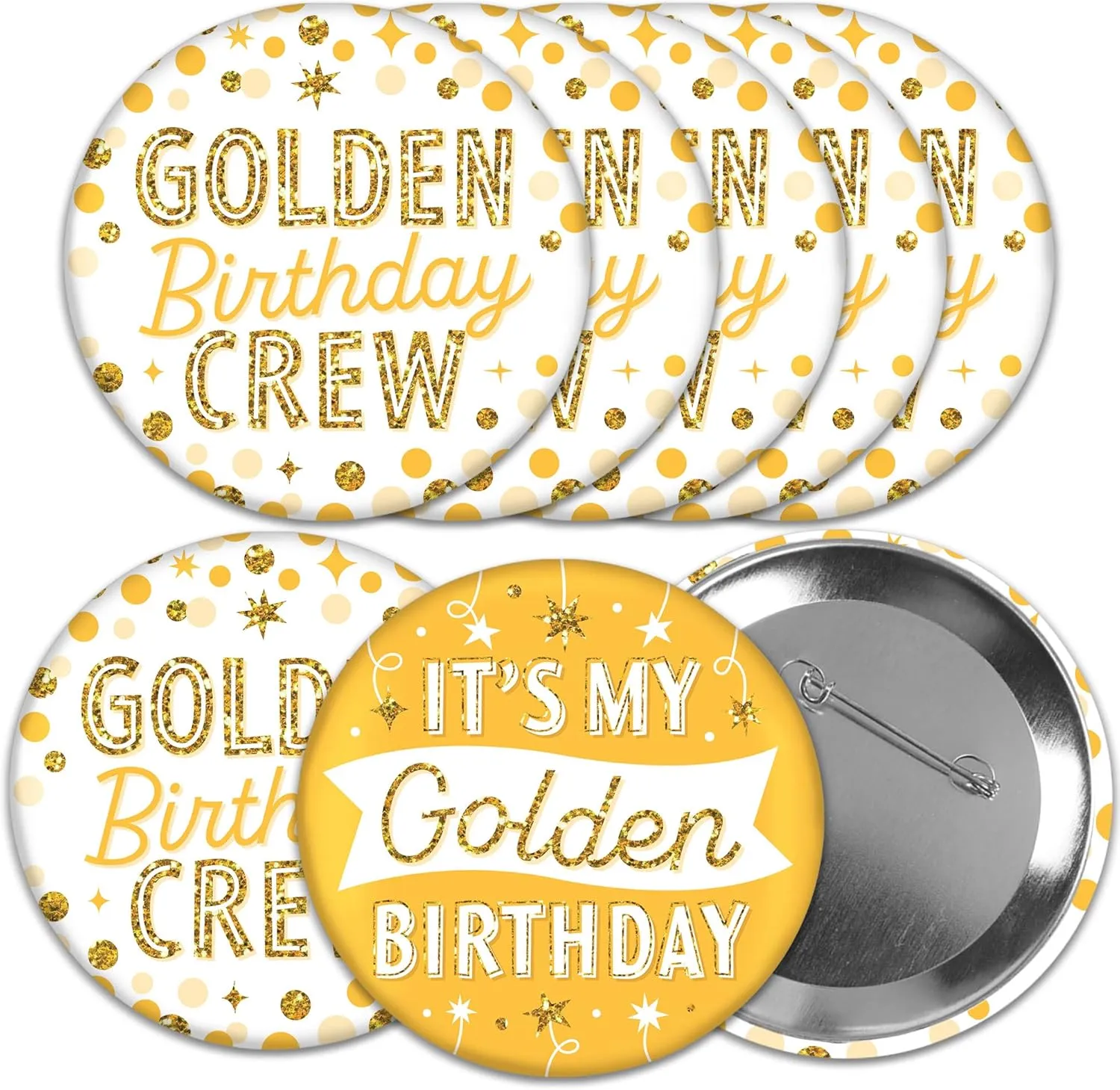 Big Dot of Happiness Happy Birthday - 3 inch Birthday Party Badge - Pinback Buttons - Set of 8