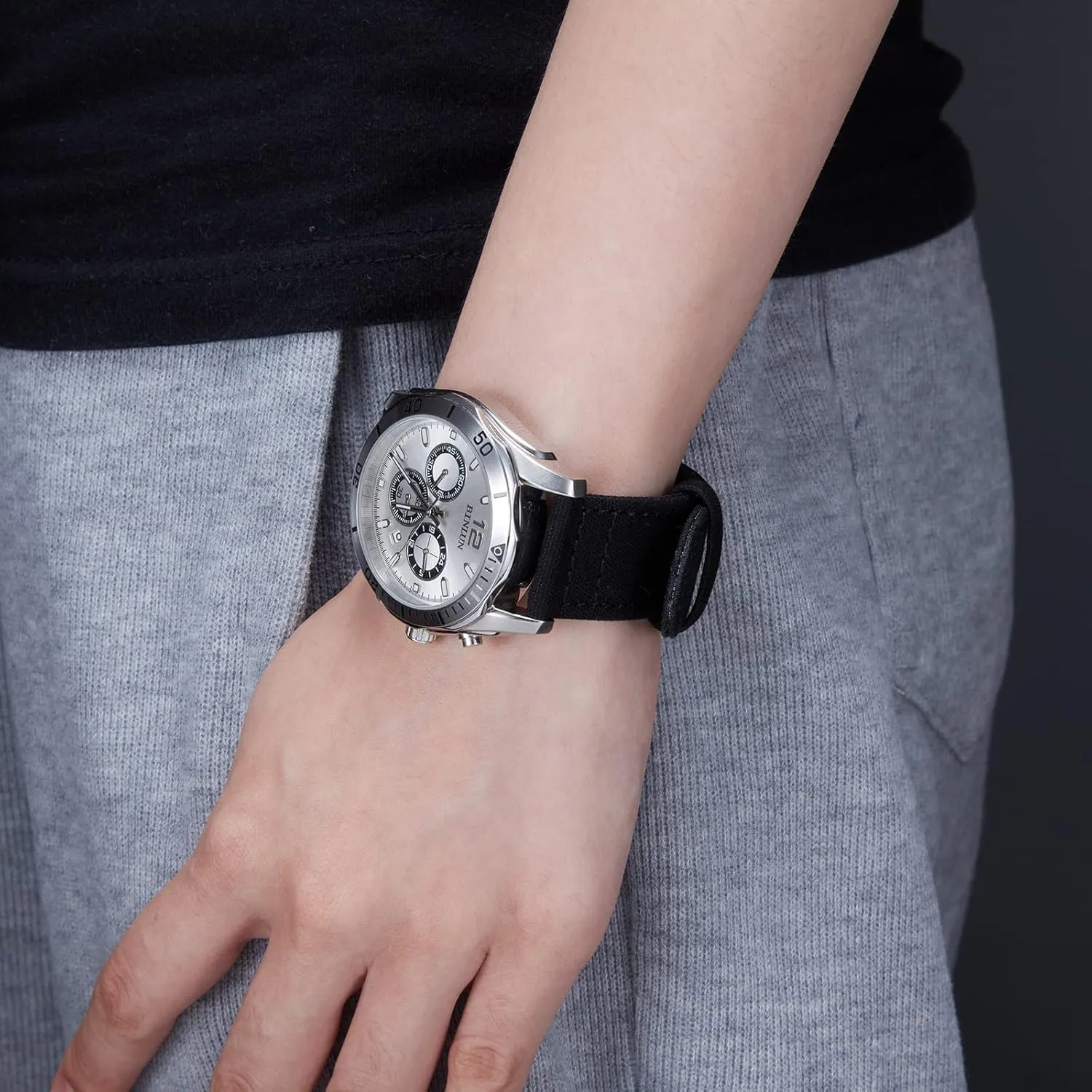 BINLUN Canvas Watch Bands Quick Release Sail Cloth Watch Straps Replacement 18mm 20mm 22mm 24mm Cotton Fabric Watchband for Men and Women with Silver/Black Buckle