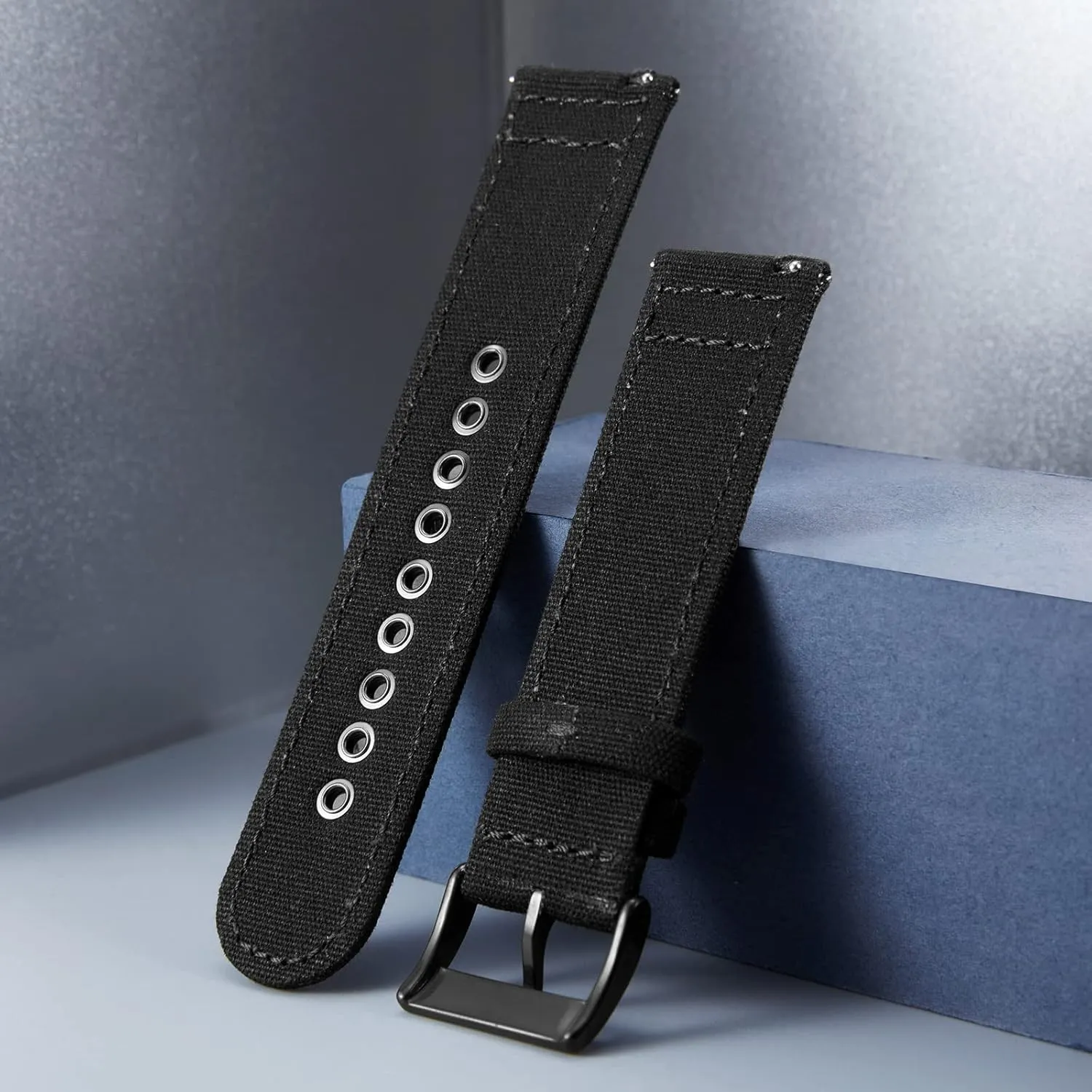 BINLUN Canvas Watch Bands Quick Release Sail Cloth Watch Straps Replacement 18mm 20mm 22mm 24mm Cotton Fabric Watchband for Men and Women with Silver/Black Buckle