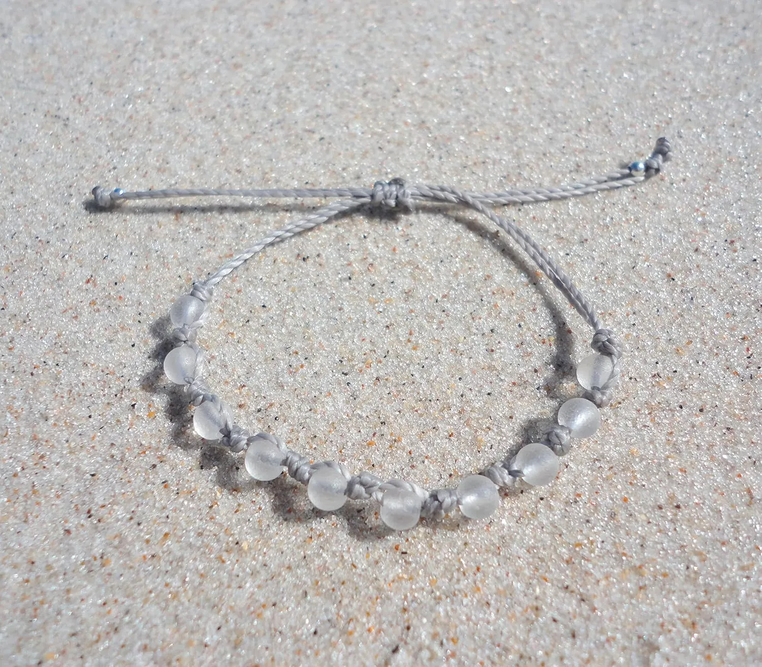 Birth Month Sea Glass Bracelet-Birthstone Jewelry for Women-Sea Glass Woven Beach Bracelet-Birth Stone Bracelet (White-April)