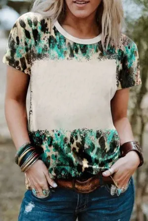 Blank Graphic Leopard Dyed Print T Shirt