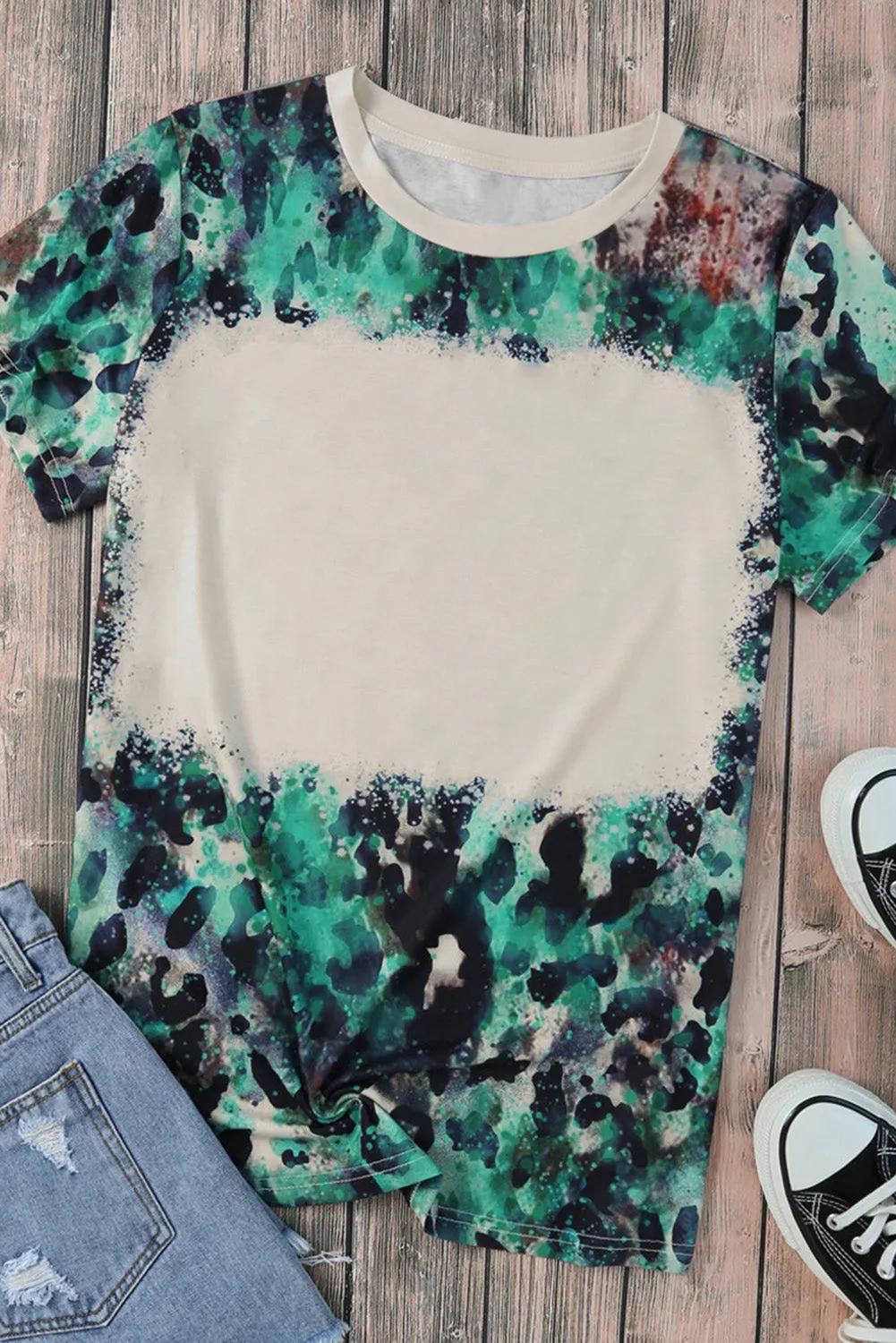 Blank Graphic Leopard Dyed Print T Shirt