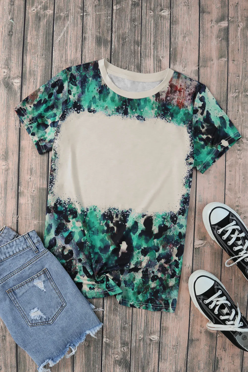 Blank Graphic Leopard Dyed Print T Shirt