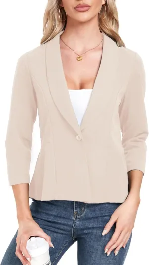 Blazer for Women Open Front Ruffle Office Work Business Casual Lightweight Suit Jacket Button Blazer 2025