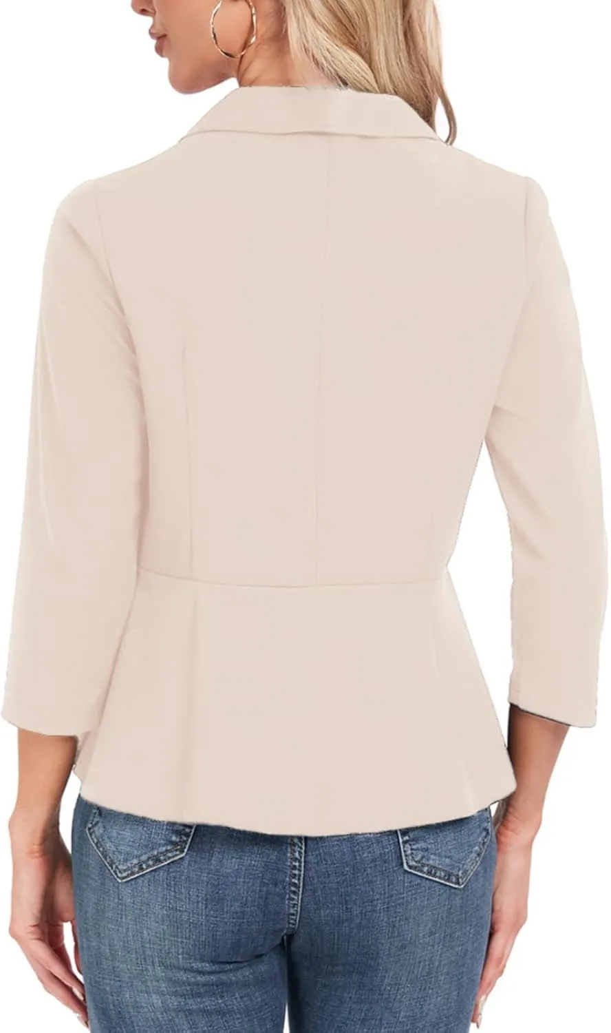 Blazer for Women Open Front Ruffle Office Work Business Casual Lightweight Suit Jacket Button Blazer 2025