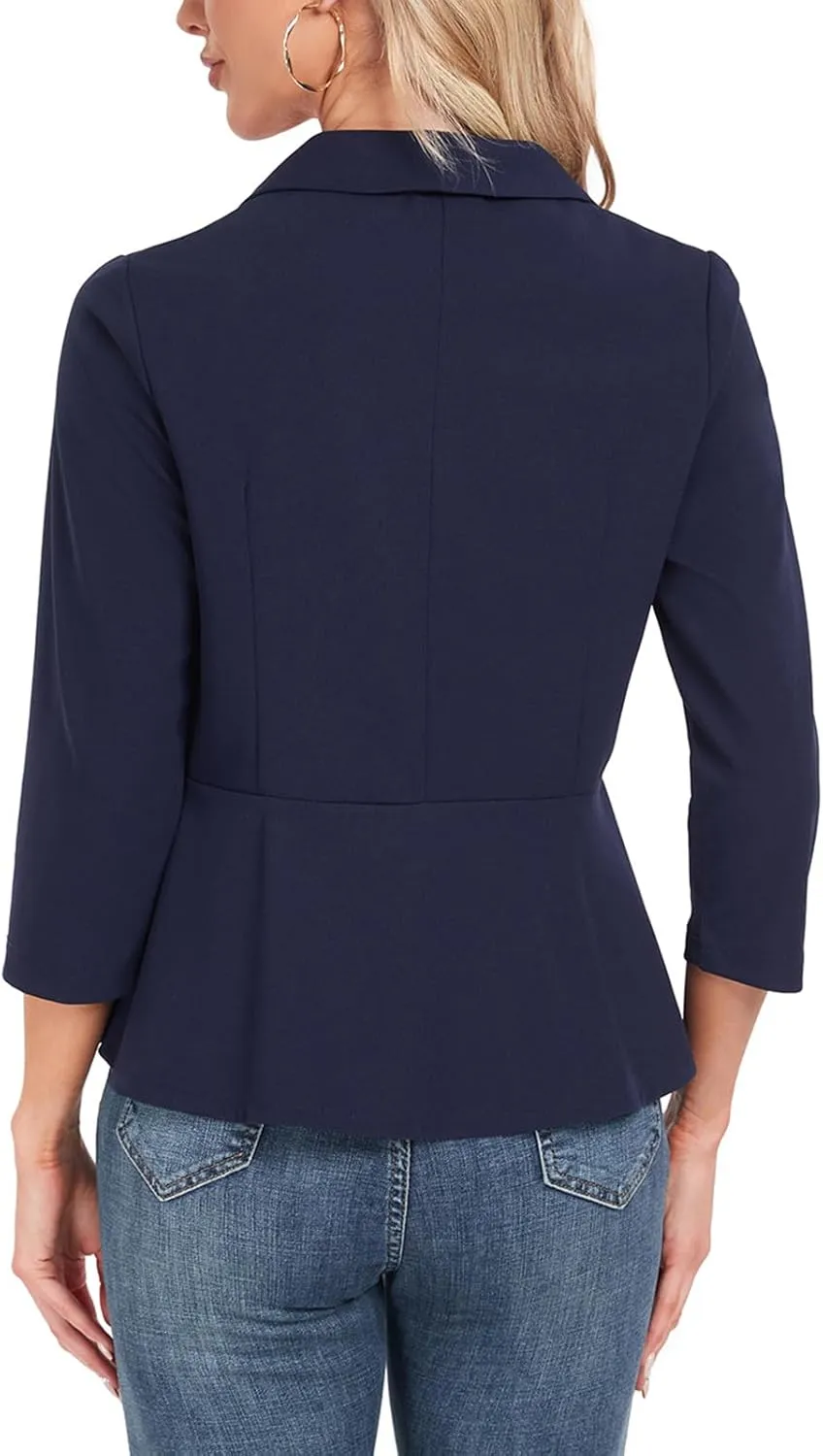Blazer for Women Open Front Ruffle Office Work Business Casual Lightweight Suit Jacket Button Blazer 2025