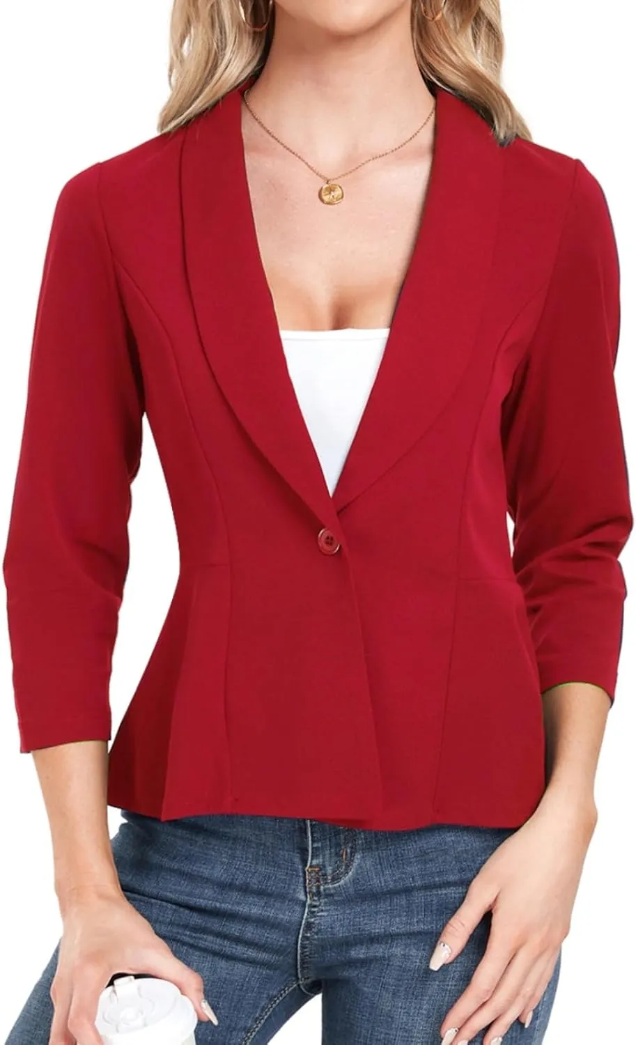 Blazer for Women Open Front Ruffle Office Work Business Casual Lightweight Suit Jacket Button Blazer 2025
