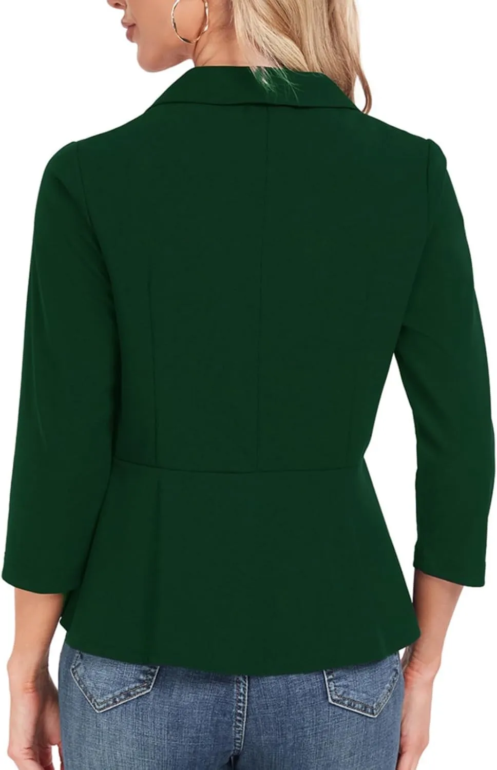 Blazer for Women Open Front Ruffle Office Work Business Casual Lightweight Suit Jacket Button Blazer 2025