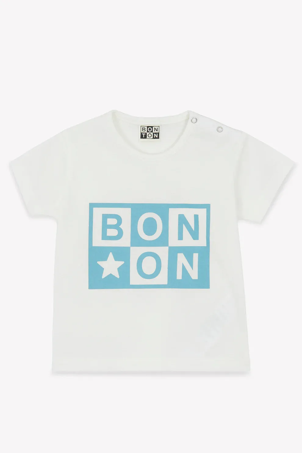 Bonton Baby White/Blue Logo Tee