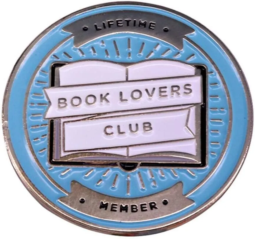 Book Lovers Club Badge Round Button Brooch Reading Gift Enamel Pin Jeans Shirt Scarf Bags Jewelry