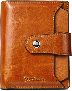 BOSTANTEN Womens Leather Laptop Tote Office Shoulder Handbag Vintage Briefcase 15.6 inch and Women Leather Wallet RFID Blocking Small Bifold Zipper Pocket Wallet Card Case Purse with ID Window
