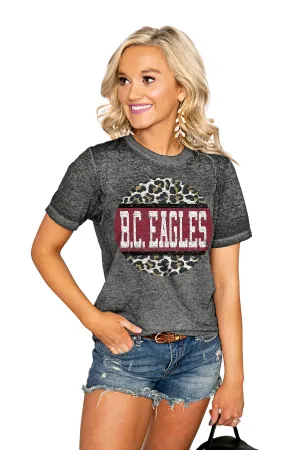 BOSTON COLLEGE EAGLES "SCOOP & SCORE" ACID WASH BOYFRIEND SHORT SLEEVE TEE
