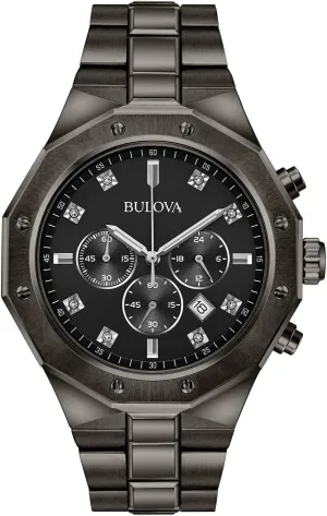 Bulova Men's Classic Diamond 6-Hand Chronograph Quartz Watch, Calendar Date, Luminous Markers, 100M Water Resistant, 44mm