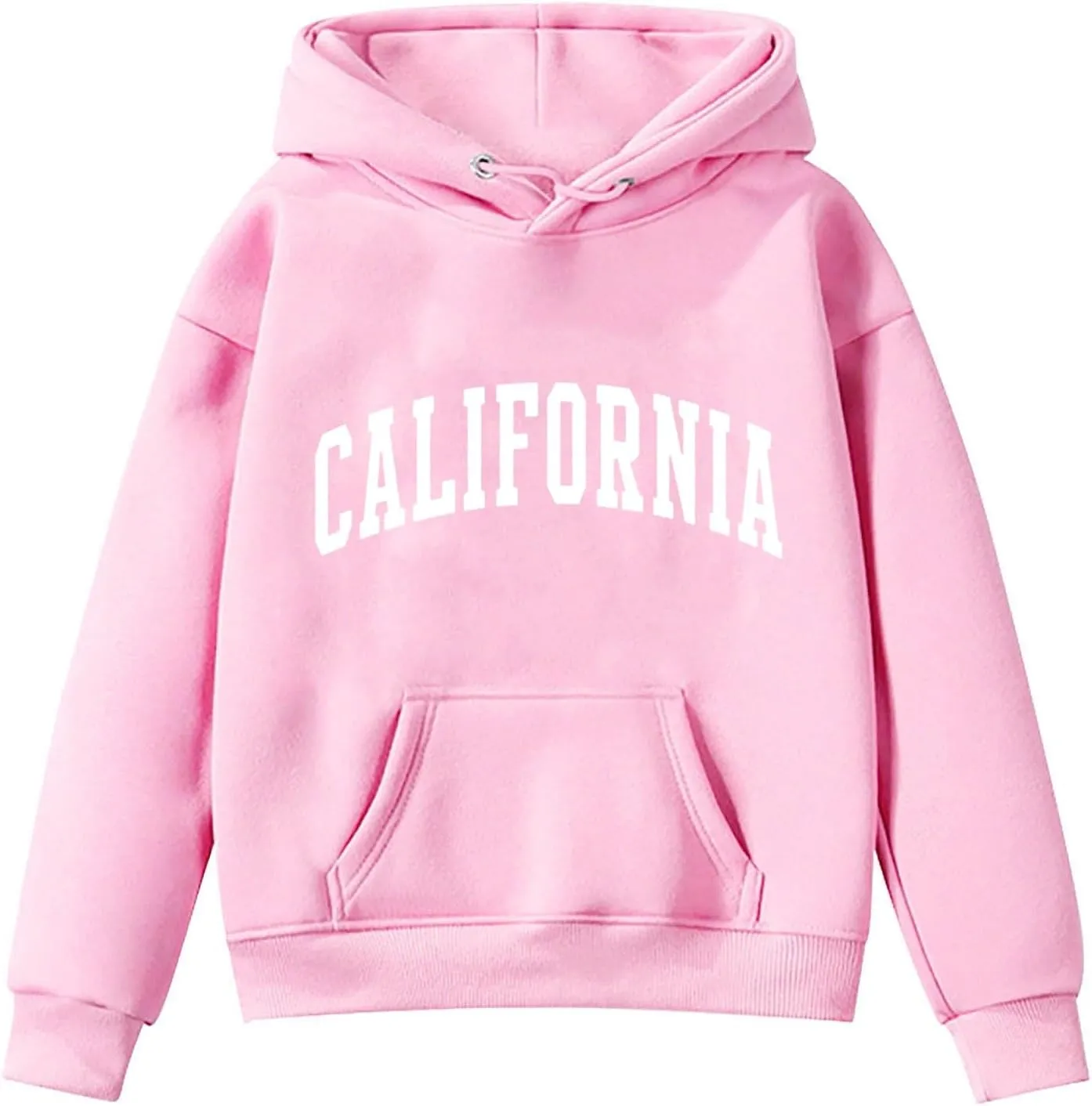 California Oversized Hoodies for Girls Letter Printed Drop Shoulder Graphic Sweatshirts Pullover Tops for 3-12 Years