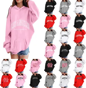 California Oversized Hoodies for Girls Letter Printed Drop Shoulder Graphic Sweatshirts Pullover Tops for 3-12 Years