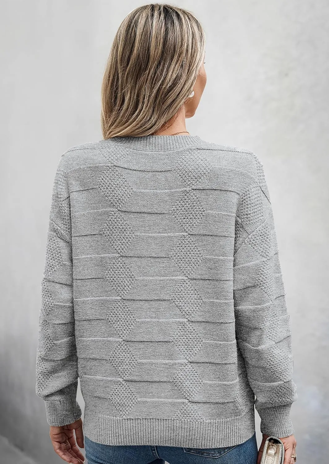 CCTOO Womens Striped Pullover Sweaters: Casual Color Block Crew Neck Long Sleeve Crochet Hollow Out Knit Sweater Tops