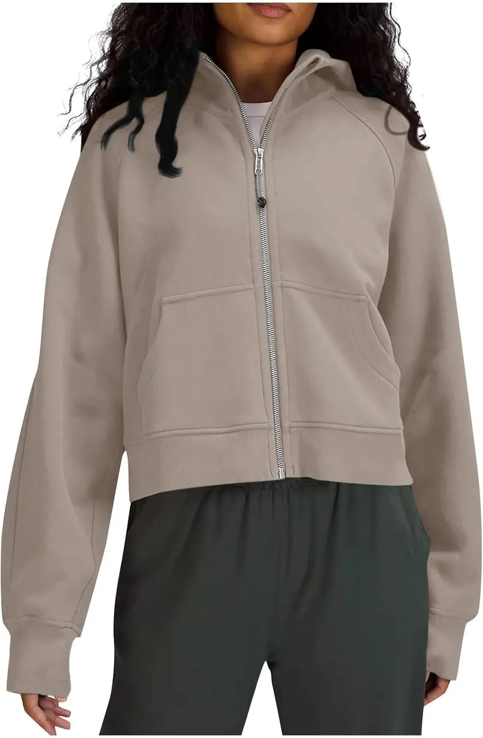 Ceboyel Women Full Zip Up Cropped Hoodie Oversized Sweatshirt Trendy Y2K Fleece Jackets Fall Winter Outfits Clothes 2023