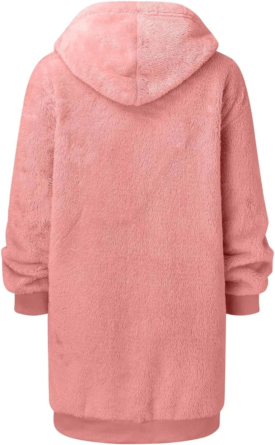 Ceboyel Womens Sherpa Fleece Lined Jackets Full Zip Up Oversized Hoodie Casual Sweatshirt Fall Winter Clothing 2023