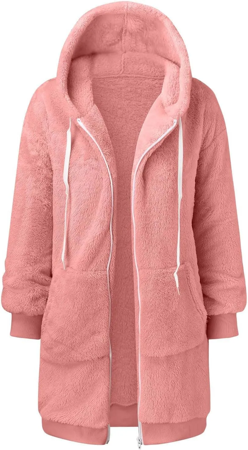 Ceboyel Womens Sherpa Fleece Lined Jackets Full Zip Up Oversized Hoodie Casual Sweatshirt Fall Winter Clothing 2023
