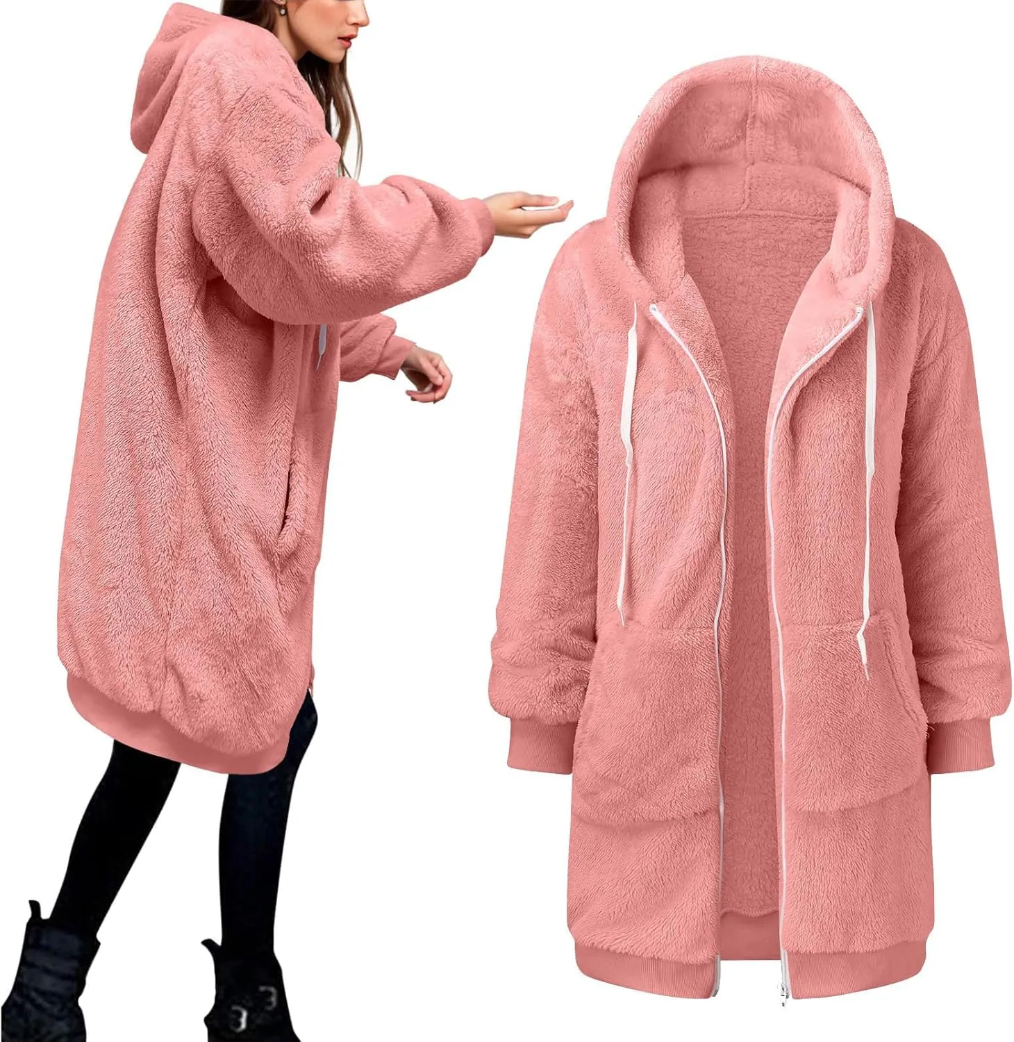 Ceboyel Womens Sherpa Fleece Lined Jackets Full Zip Up Oversized Hoodie Casual Sweatshirt Fall Winter Clothing 2023