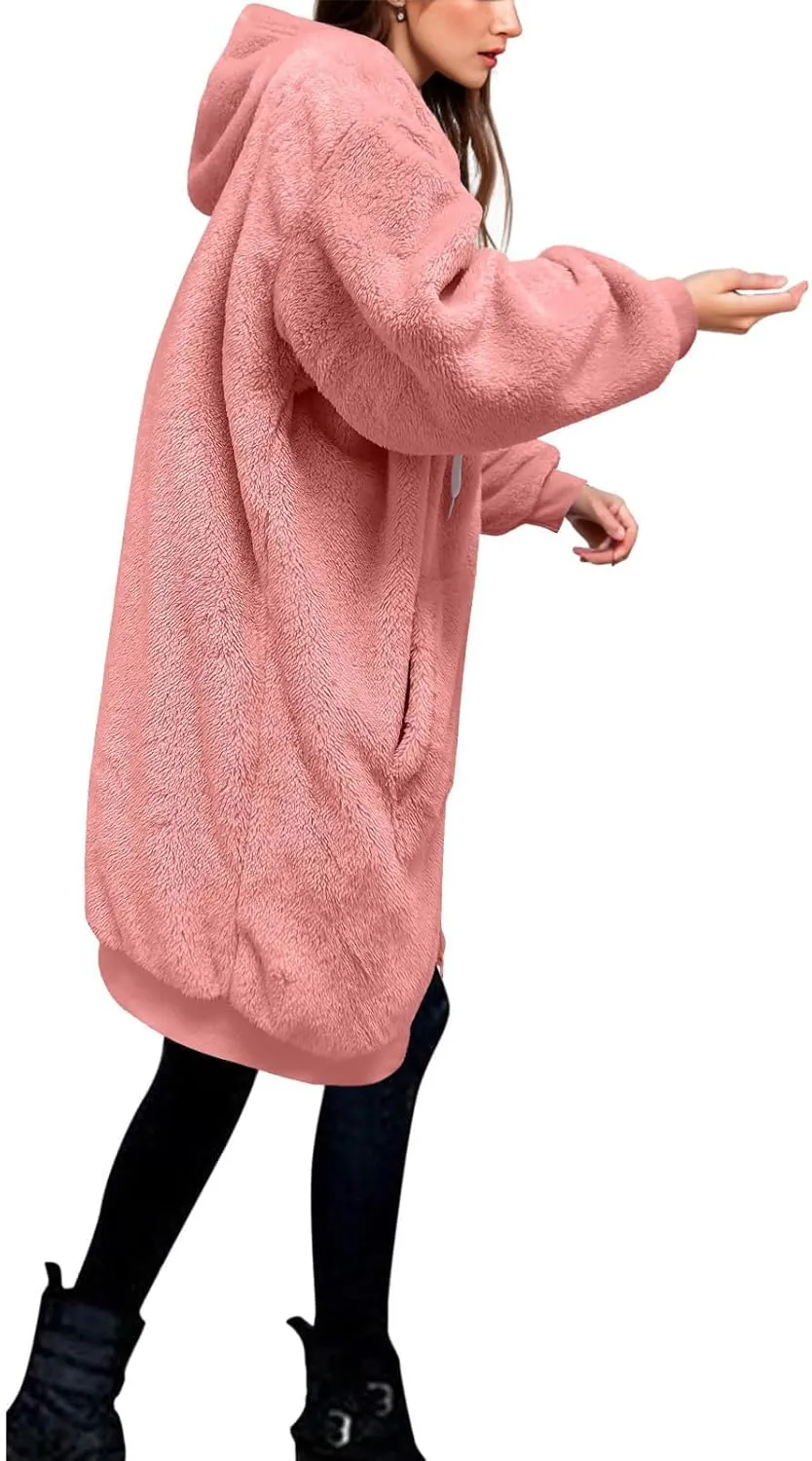 Ceboyel Womens Sherpa Fleece Lined Jackets Full Zip Up Oversized Hoodie Casual Sweatshirt Fall Winter Clothing 2023
