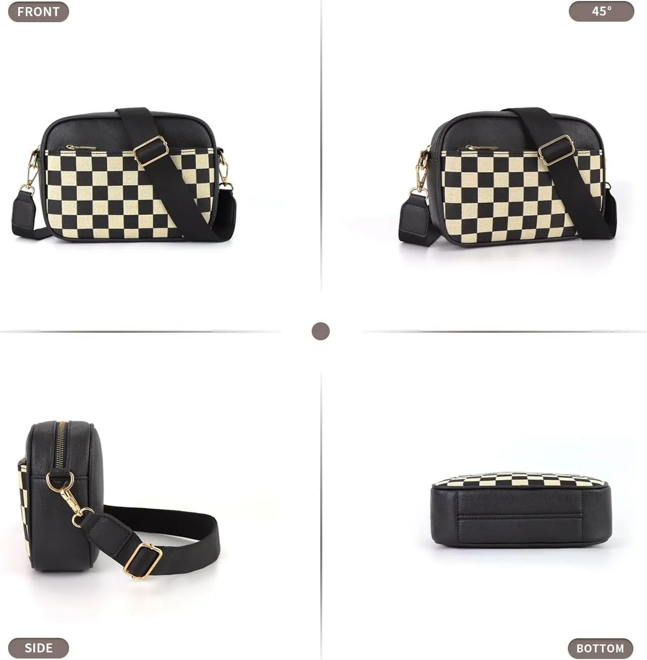 Checkered Crossbody Bags for Women Plaid Womens Cross Body Purses Checkerboard Leather Shoulder Bag Handbags