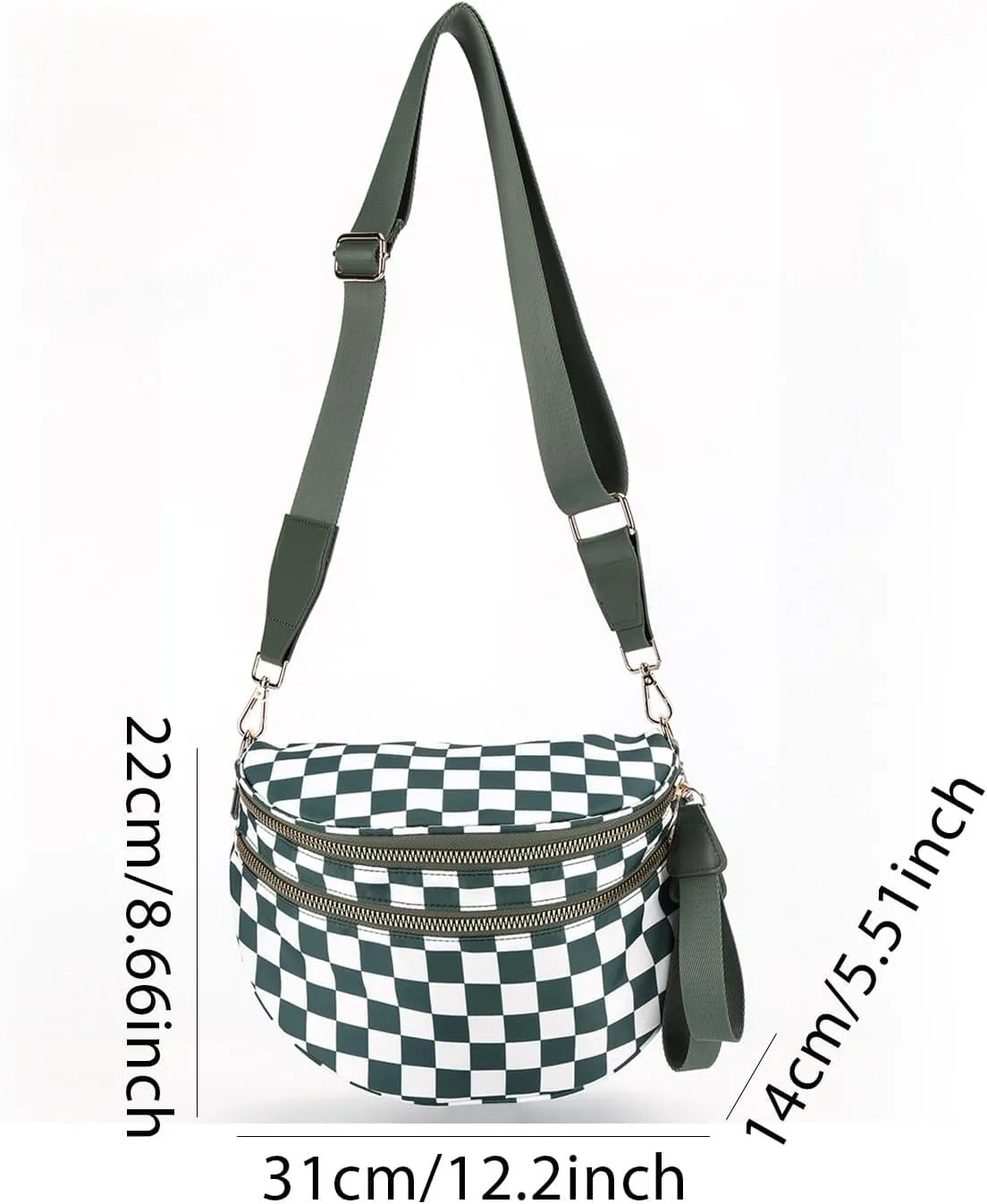 Checkered Crossbody Bum Bags for Women Nylon Checkered Purse Checkerboard Fanny Pack