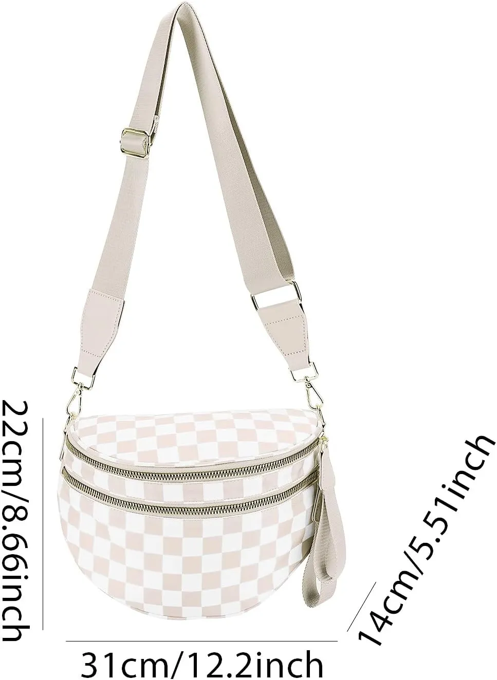 Checkered Crossbody Bum Bags for Women Nylon Checkered Purse Checkerboard Fanny Pack