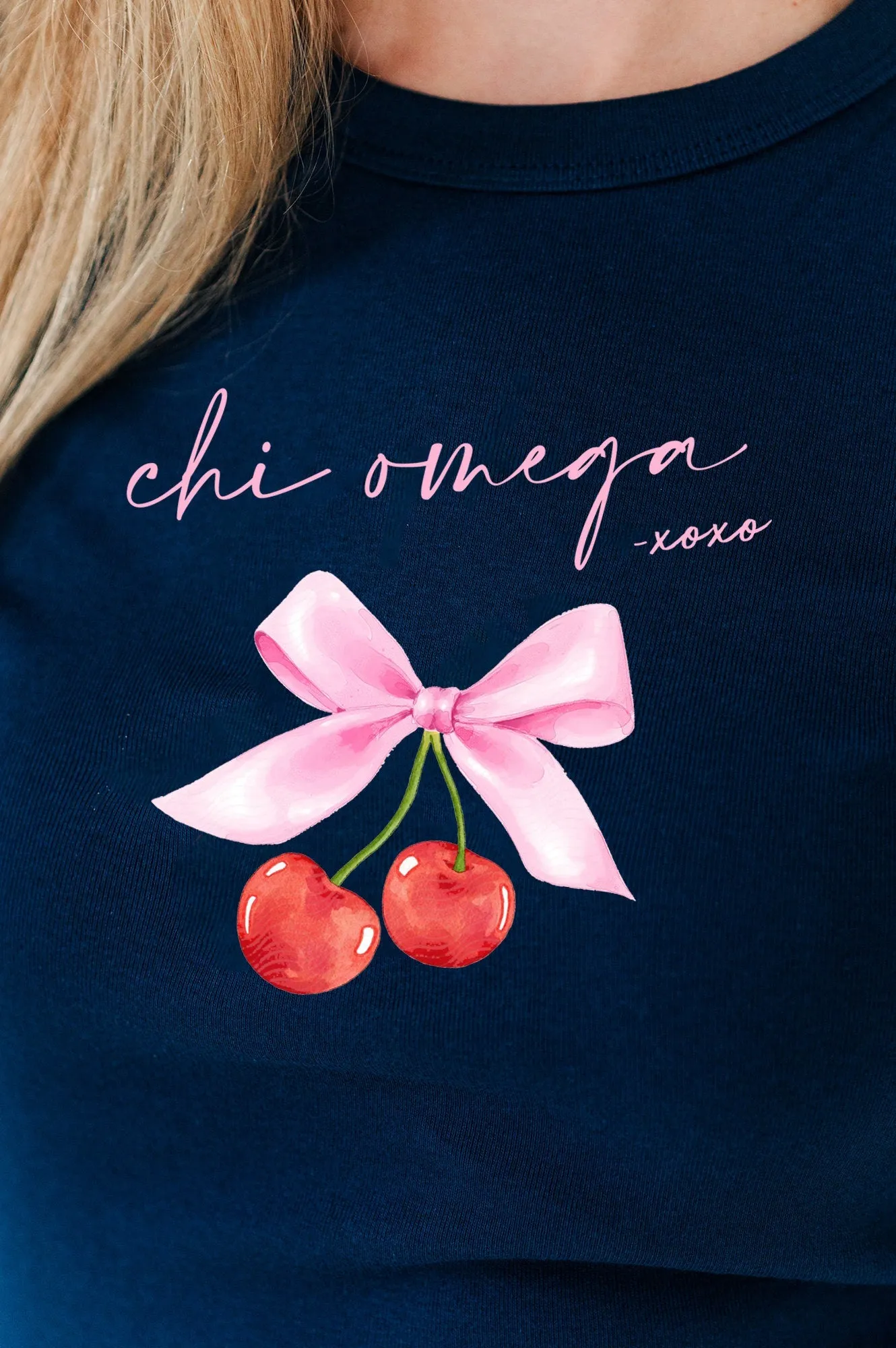 Chi Omega Cherry XOXO Ribbed Crop Top