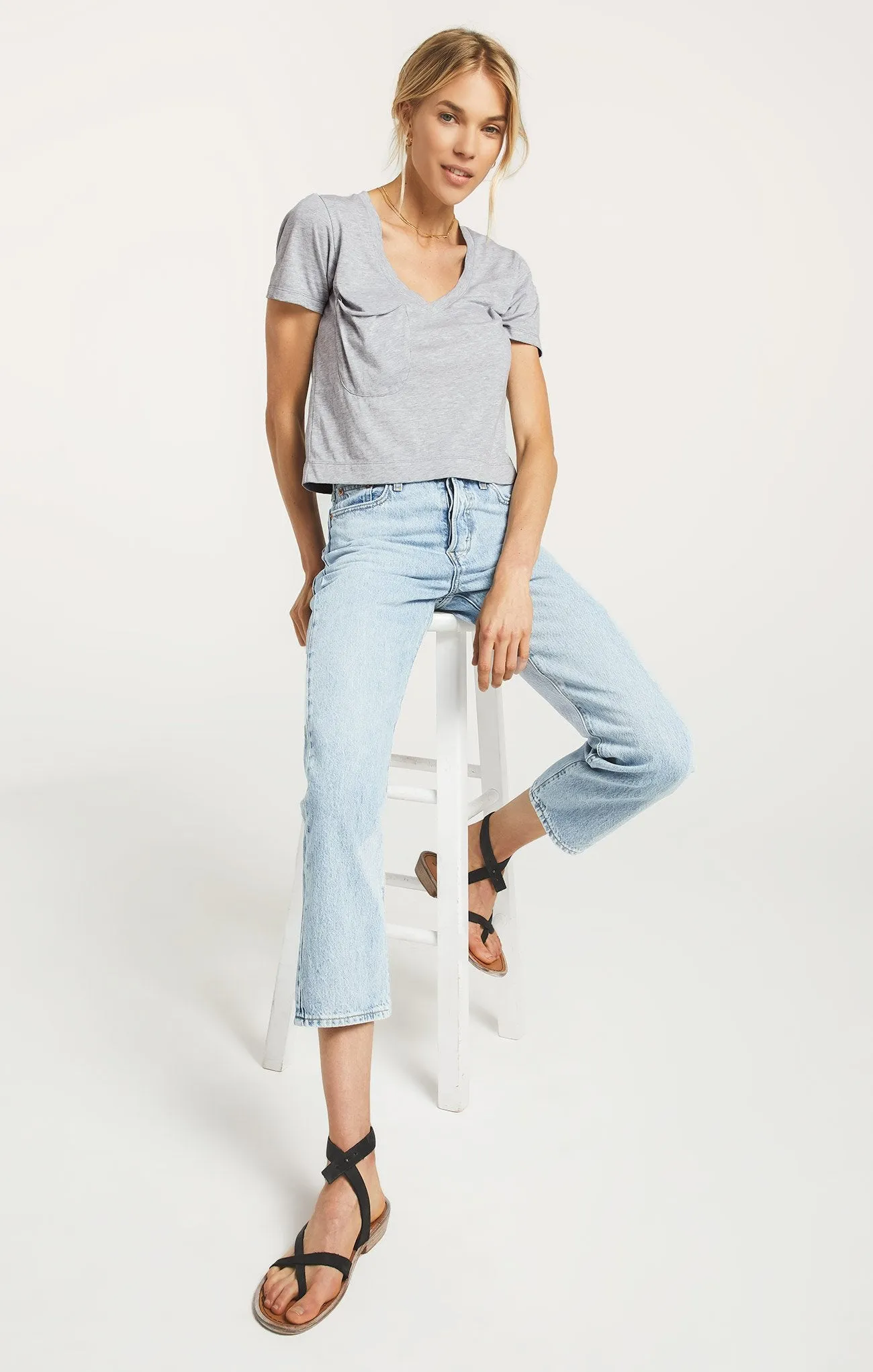 Classic Skimmer Crop Tee - Heather Grey