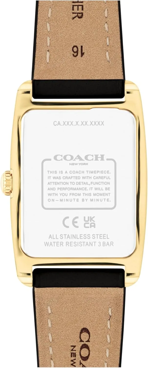 Coach Reese Women's Watch - 2H Quartz Tank Watch with Genuine Leather Strap - Water Resistant 3 ATM/30 Meters - Premium Fashion Timepiece for Everyday Style - 24mm