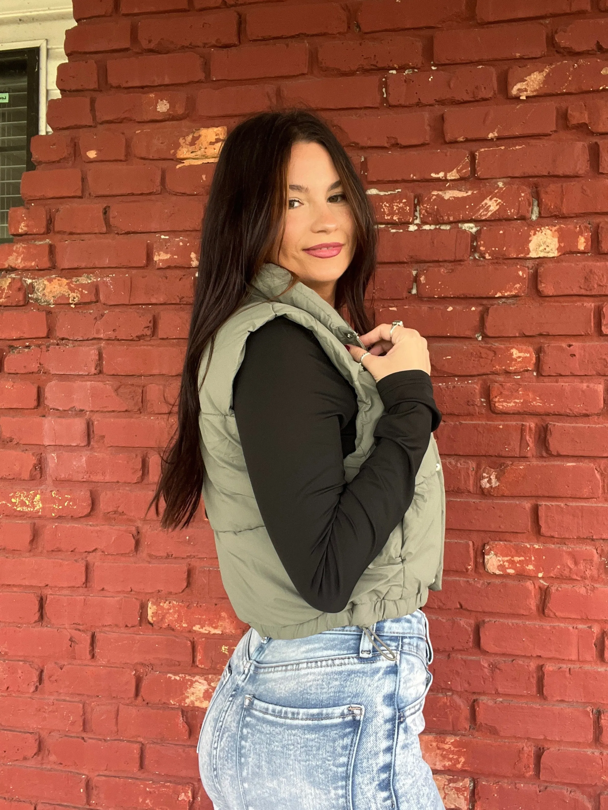 Cold Outside Cropped Puffer Vest