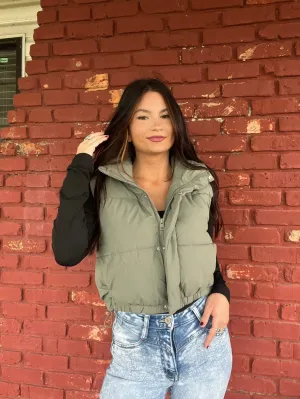 Cold Outside Cropped Puffer Vest
